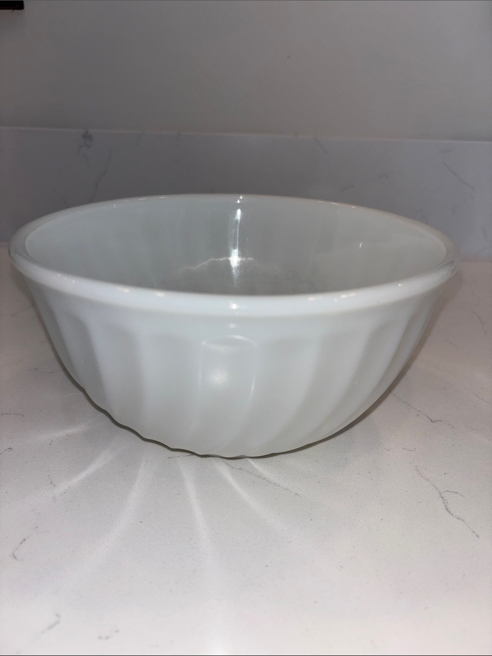 Fire King White Swirl Milk Glass Mixing Bowl